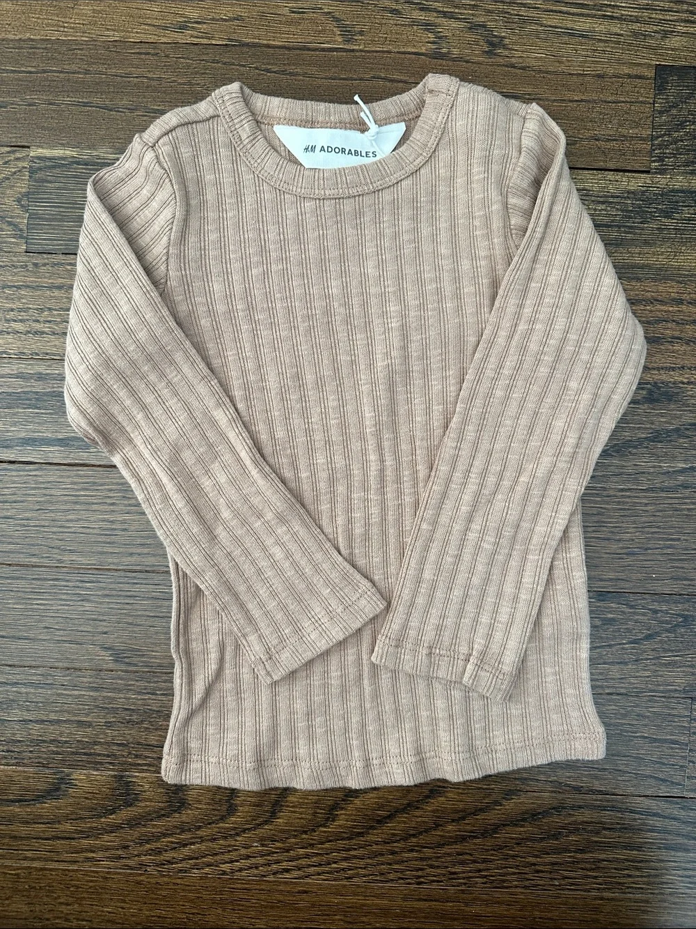 Toddler Ribbed Long-Sleeve Top & Pants Set - Beige